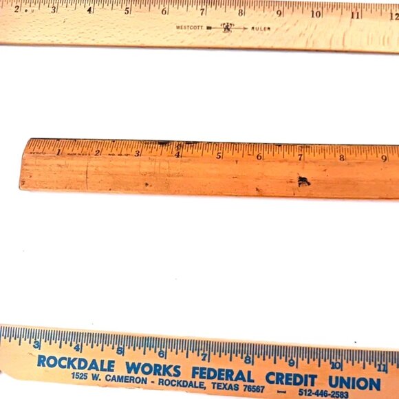 Wooden Vintage Rulers -Westcott-Senco Rockdale Works -15 + -Lot of 3 Made In USA - Picture 3 of 7
